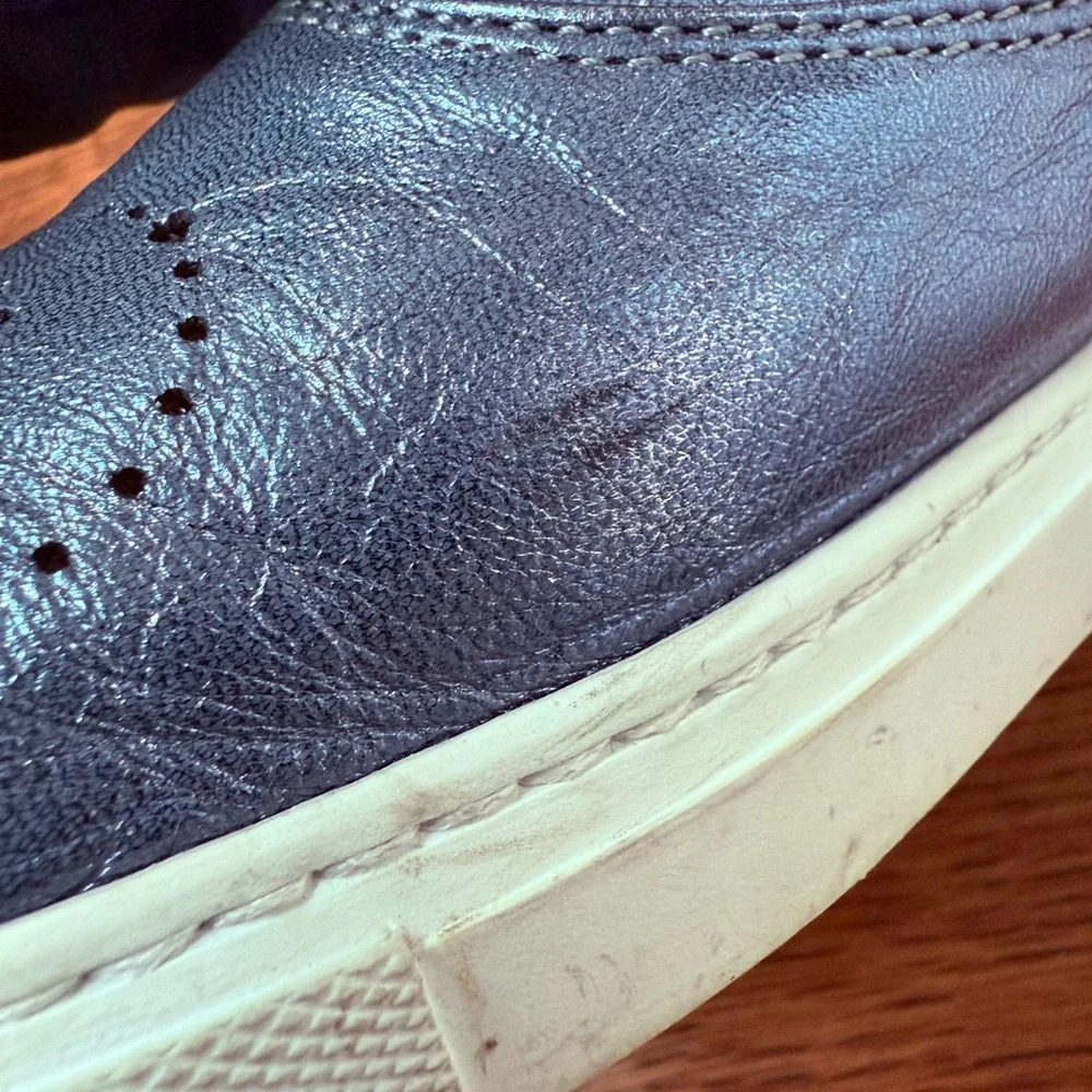 FRATELLI ROSSETTI Leather Hobo Sport Sneakers Metallic Blue Italy Perforated‎ 38